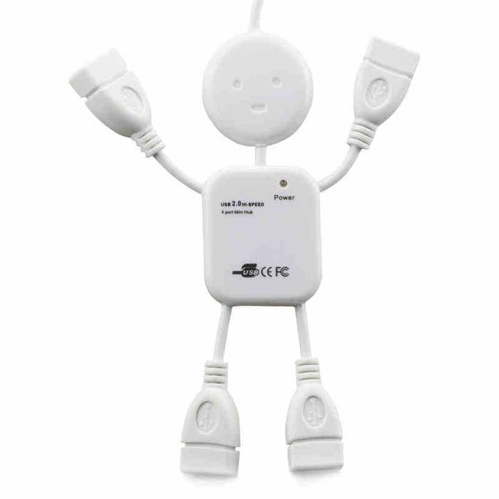 Premium USB HUB Combo Human Bentuk Orang 4 Port - Putih .