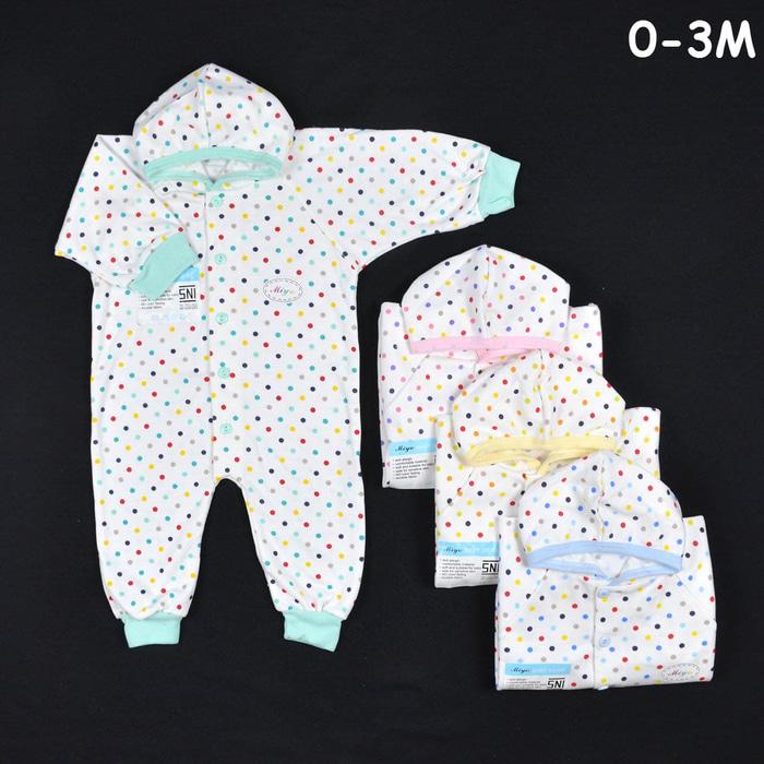 MIYO Baju Kodok Panjang Topi Buka Kaki Bayi/Baby Polkadot Newborn 0-3M