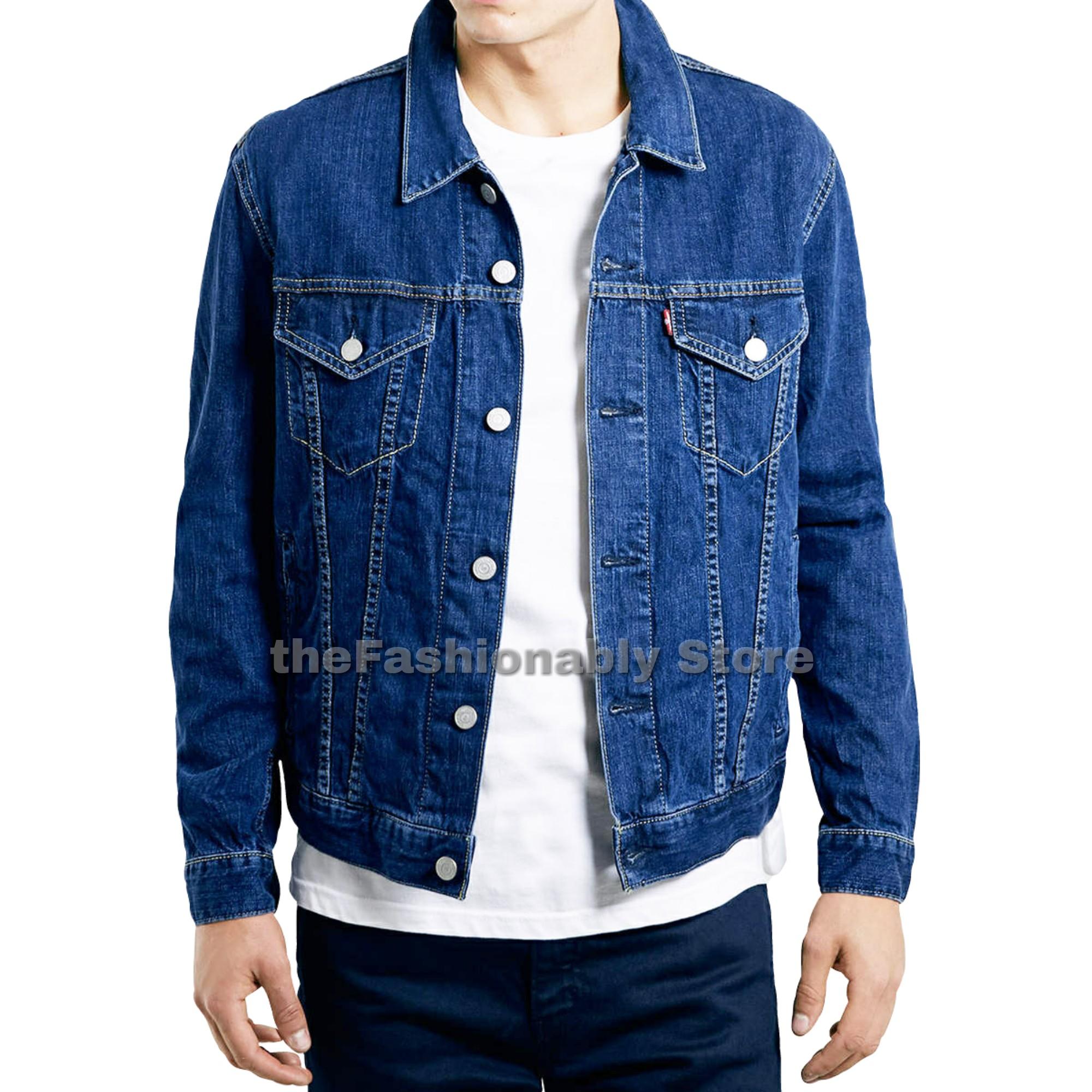 BIG SIZE Jaket Jeans Denim Biru Wash Pria - Premium Quality