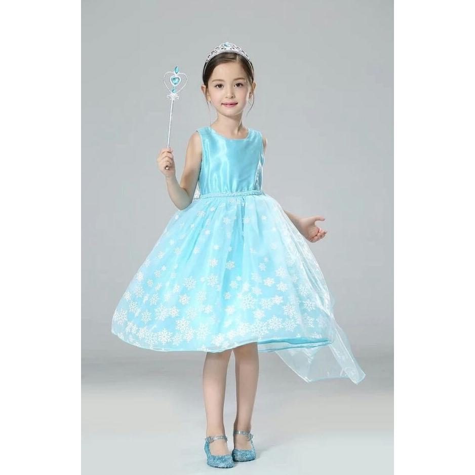PROMO SALE - BAJU ANAK DRESS KOSTUM FROZEN ELSA SIFON HALUS (04) TERMURAH F001