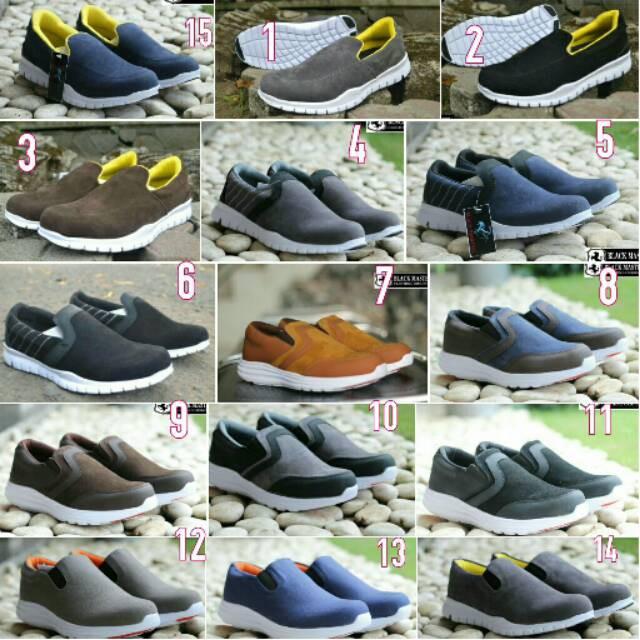 PROMO - JUAL WAKAI WANITA WARNA HITAM CASUAL BAGUS ORI UKURAN 36 37 38 39 40 WKL- 010 SLIP ON PRIA
