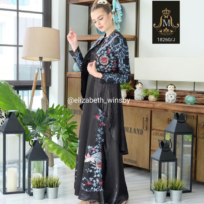 Mendes by ELIZABETH WINSBY code 18260J BLACK Gamis Muslim Pesta Mewah