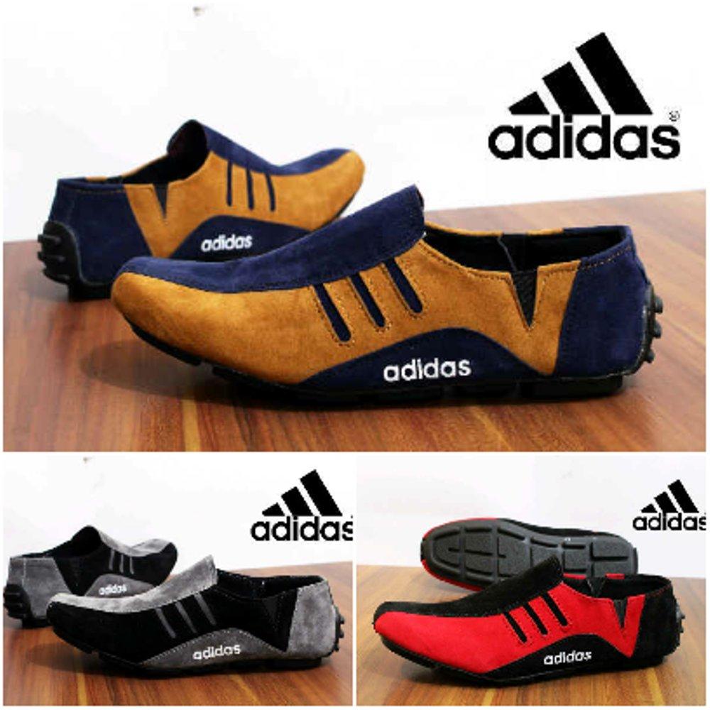 Promo Sepatu Adidas slip on slop casual warna tan navy biru abu untuk jalan main gaya sehari hari fashion style trendy pria Bahan kulit suede Fashion