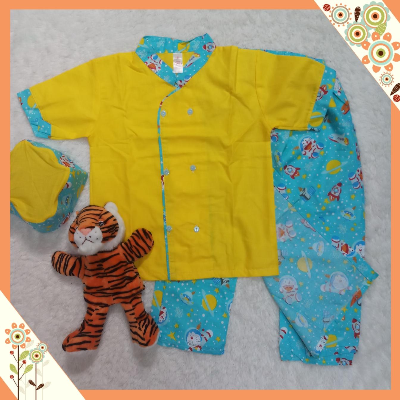 Littlekey - Sarkoci Anak (Sarung Celana, Koko dan Peci) / Setelan Baju Muslim Anak Laki Laki / Setelan Baju Koko Anak Keren