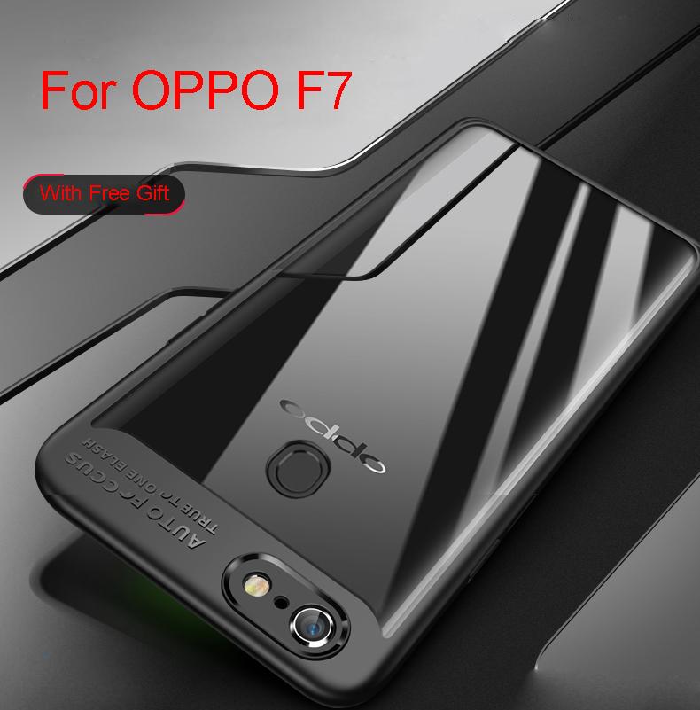 Silicone TPU + Acrylic Transparent Case Back Cover Phone Case For OPPO F7 for oppo f7
