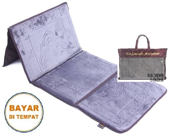 (ABU-ABU) 1 Sajadah Sandar Surabaya 100% Premium Quality Sajadah Lipat Portable Beludru