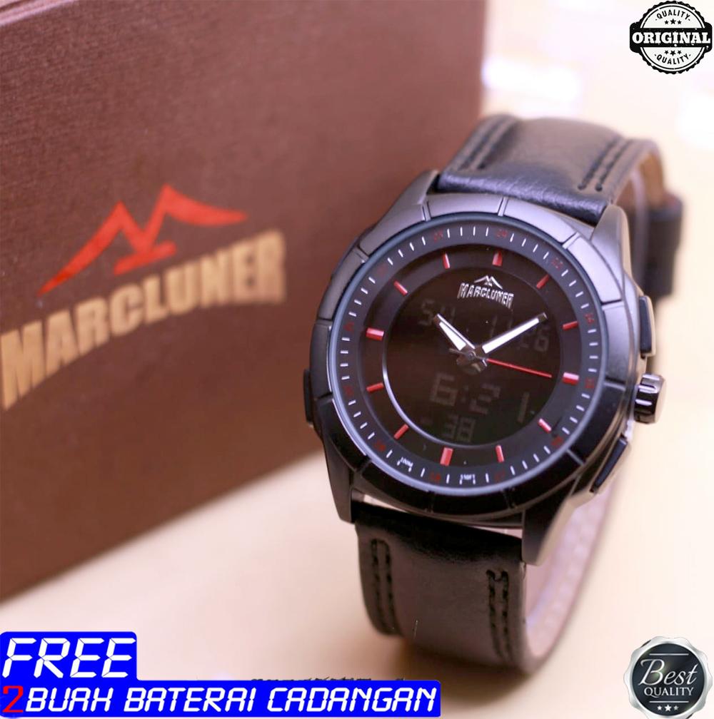 Marcluner - jam tangan pria - Original - strap Kulit - double time - Water resist