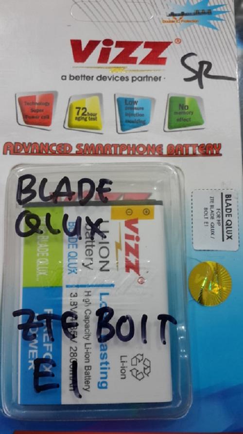 baterai battery batt batre vizz doublepower ZTE Blade Qlux Q lux 4G/Hp handphone bolt powerphne E1 2800 mah