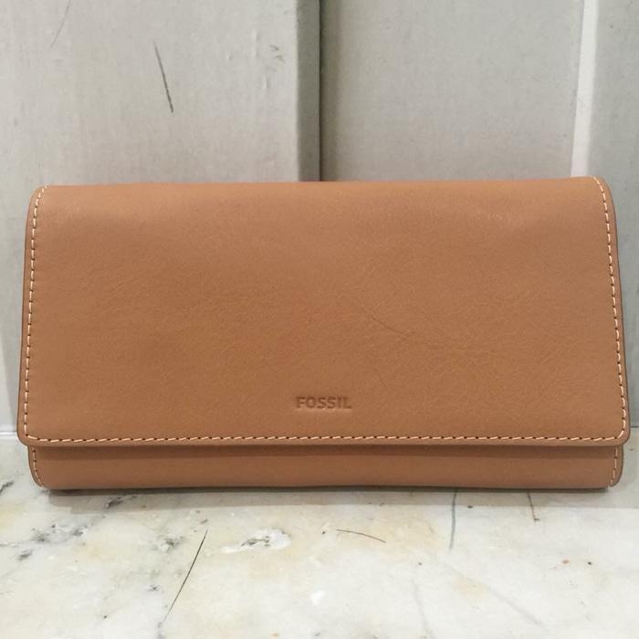 FOSSIL emma flap wallet tan dompet original leather kulit - nu6uK7