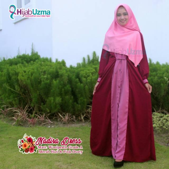 Gamis wanita terbaru gamis wanita gamis dewasa gamis syari gamis terbaru Polos Kombinasi Warna Merah Hati Dan Pink Dusty Wolfis  Wolvis Solo