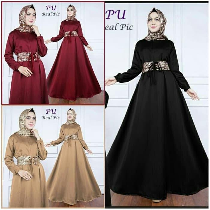SALE Baju Murah!! Baju Tanah Abang Gamis Maxi Alya - Maroon - Hitam