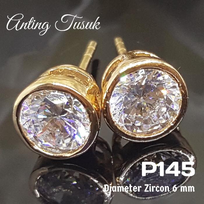 P145 Anting Tusuk / Giwang Mata Satu Emas Berlian - Perhiasan Xuping