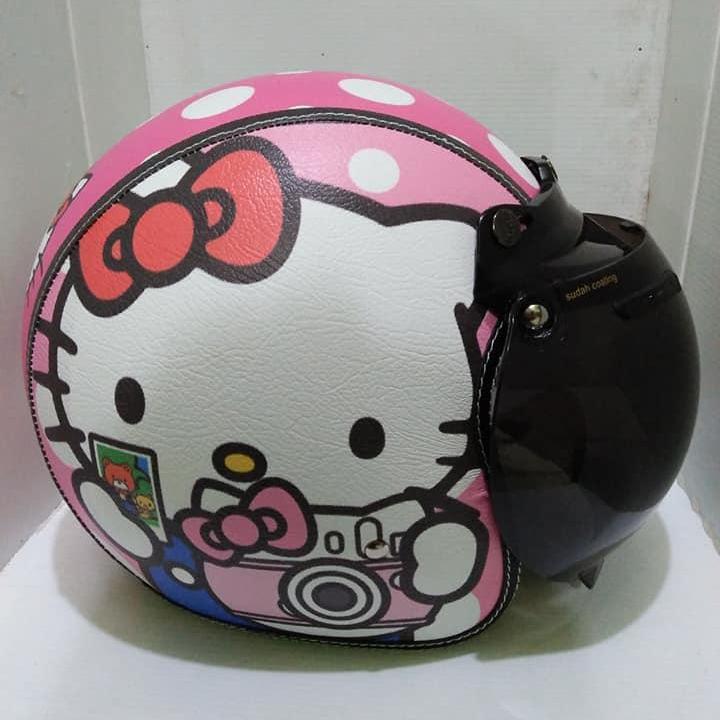 Helm Retro Dewasa Motif Hello kitty