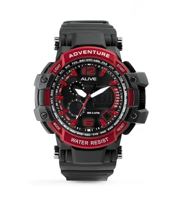 JAM TANGAN PRIA SOPHIE MARTIN ALIVE MERAH HITAM ODDIN GPU1080B5 KARET