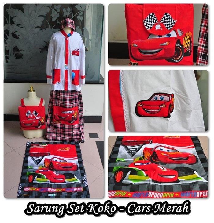 Set Sarung Koko Cars Merah (Size S) / PERLENGKAPAN SHOLAT / ALAT SHOLAT / SARUNG / SARUNG ANAK / SARUNG KARAKTER ANAK / SARUNG ANAK MURAH / SARUNG ANAK BERKUALITAS / BEST SELLER