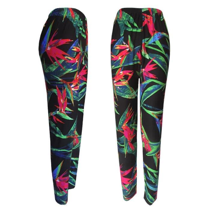 Celana Legging Wanita Dewasa Panjang Motif Flora Bunga
