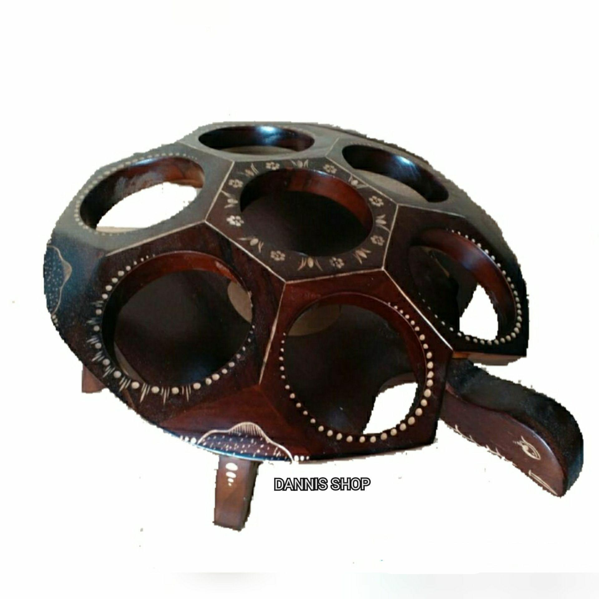 Tempat air minum gelas aqua motif kura kura kerajinan kayu jati