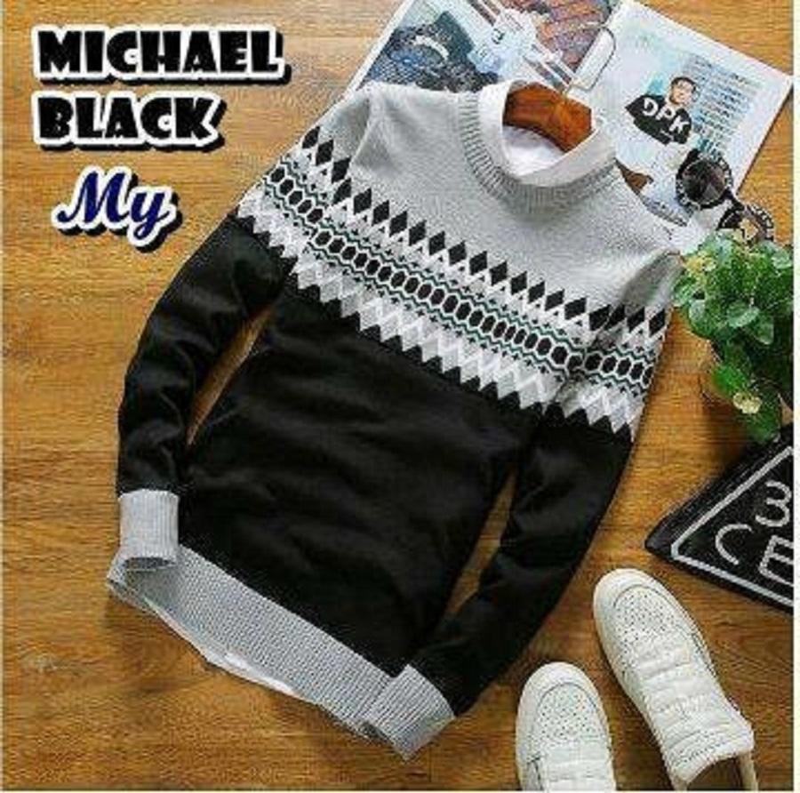 MICHAEL sweater BLACK / pakaian baju casual pria kerja kantor harian rajut kuliah kampus pria cowok cowo / atasan pria rajut jaket sweater rajut pria harian distro branded cowok cowo / baju lebaran