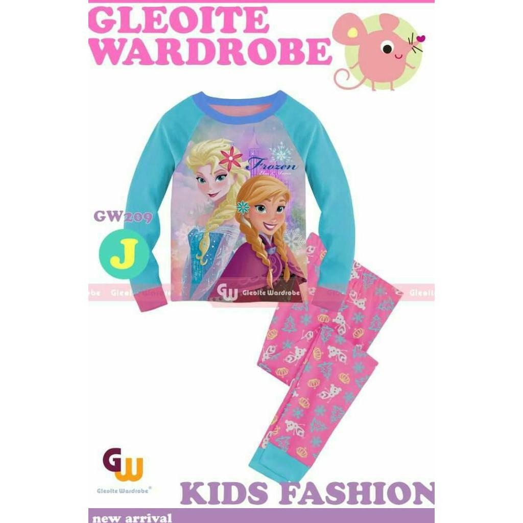 PROMO SALE PIYAMA BAJU TIDUR ANAK PEREMPUAN GW 209 J ELSA ANNA FROZEN FZ001XO