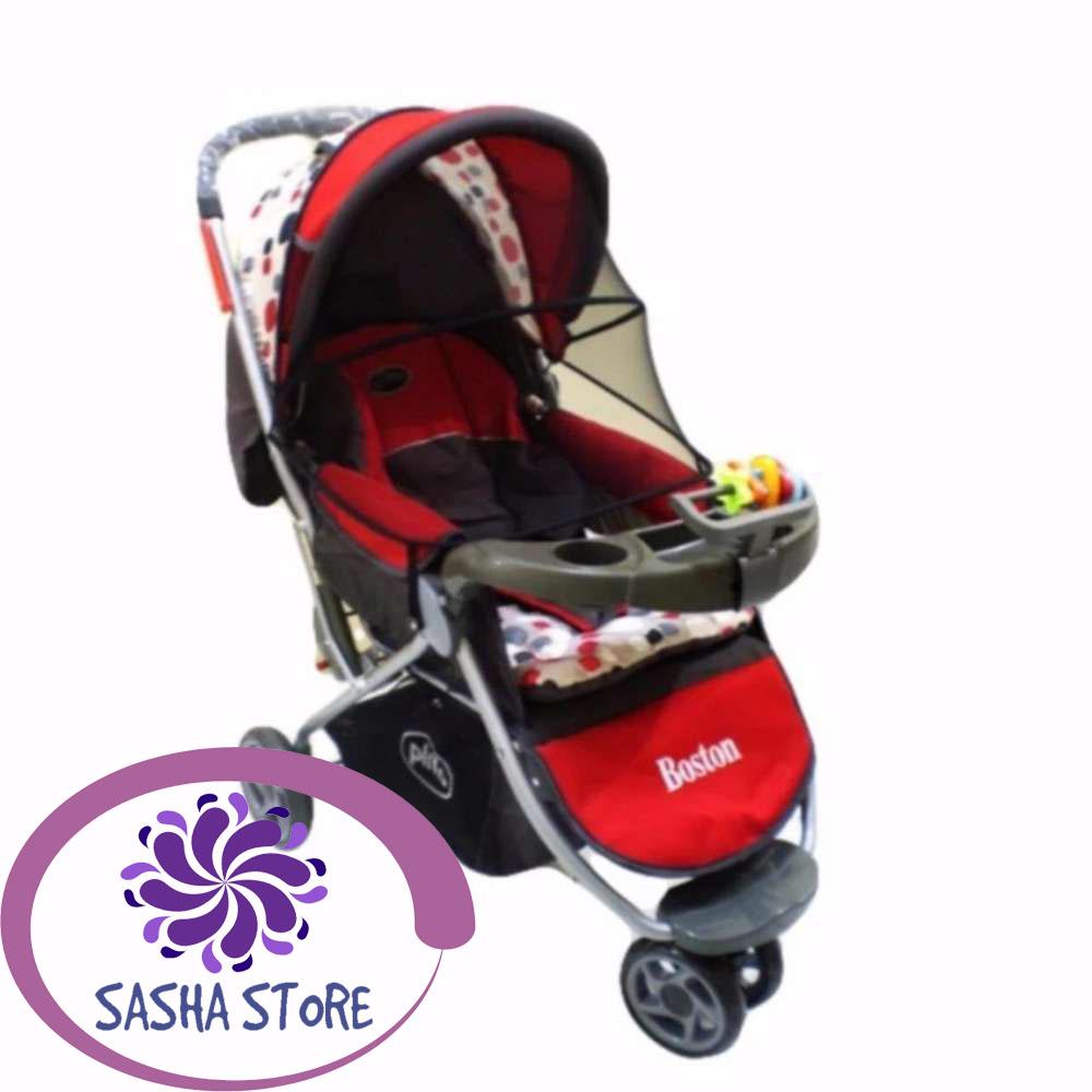 SS Baby Stroller / Kereta Dorong Bayi 3 in 1 - Pliko Boston PK-338 - Merah