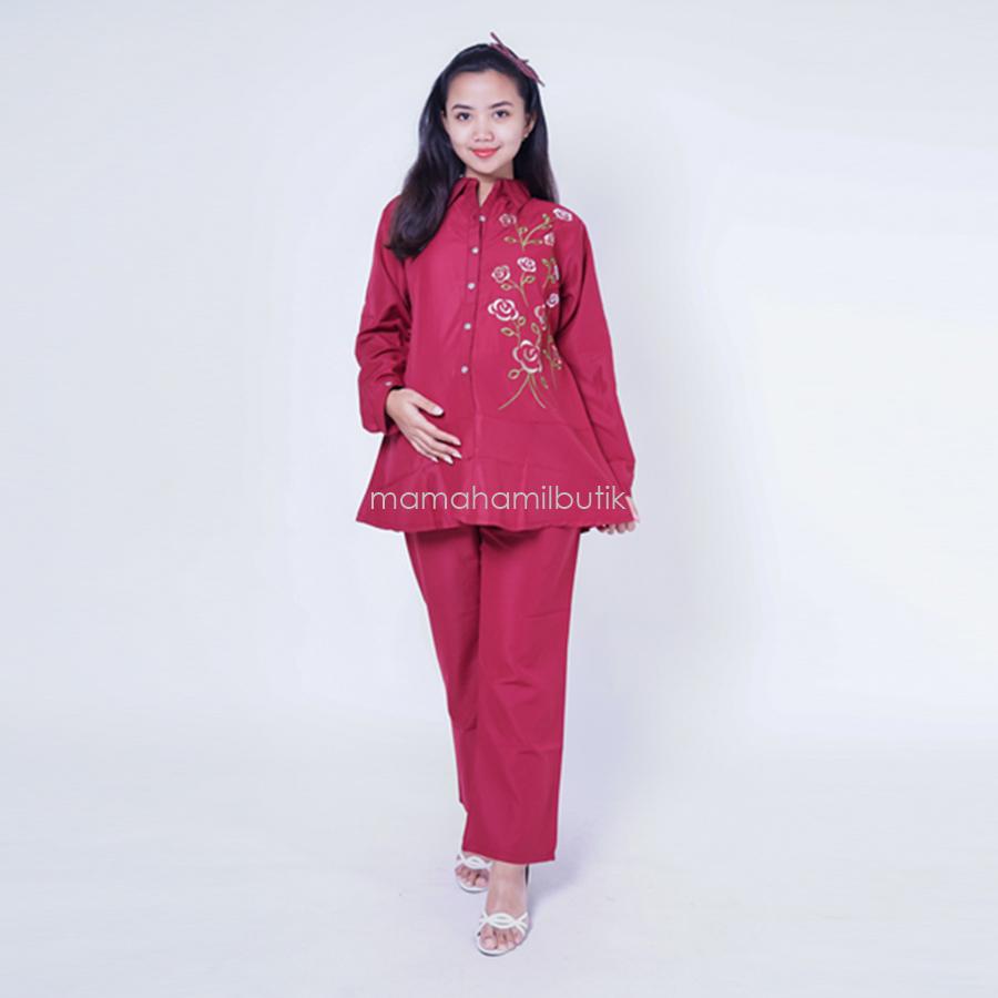 Mama Hamil Setelan Hamil Mawar kancing panjang cantik - STJ 79 B / Baju Menyusui Lengan Panjang / Baju Atasan Menyusui / Baju Menyusui Muslimah / Baju Muslim Wanita untuk Ibu Menyusui/ Baju Hamil Untuk Kerja / Baju Hamil Untuk Kerja Modis