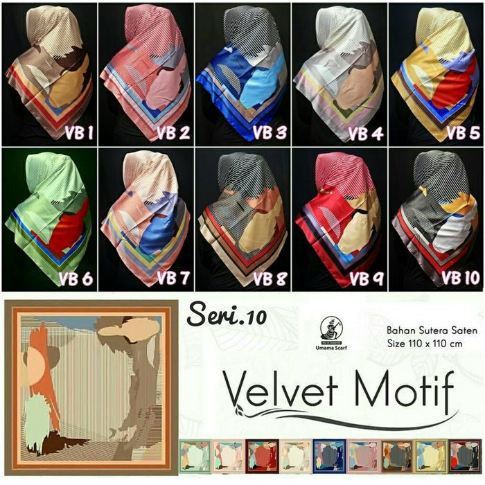 Jilbab Segiempat Satin Velvet Motif Umama Seri 10 / Segi Empat / Segi4