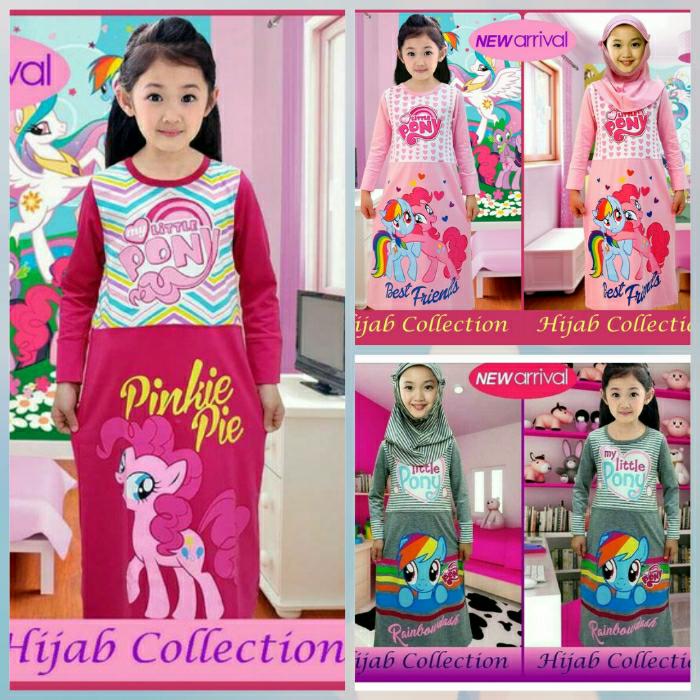 Gamis Anak Karakter Motif Little Pony / Hijab Anak Karakter