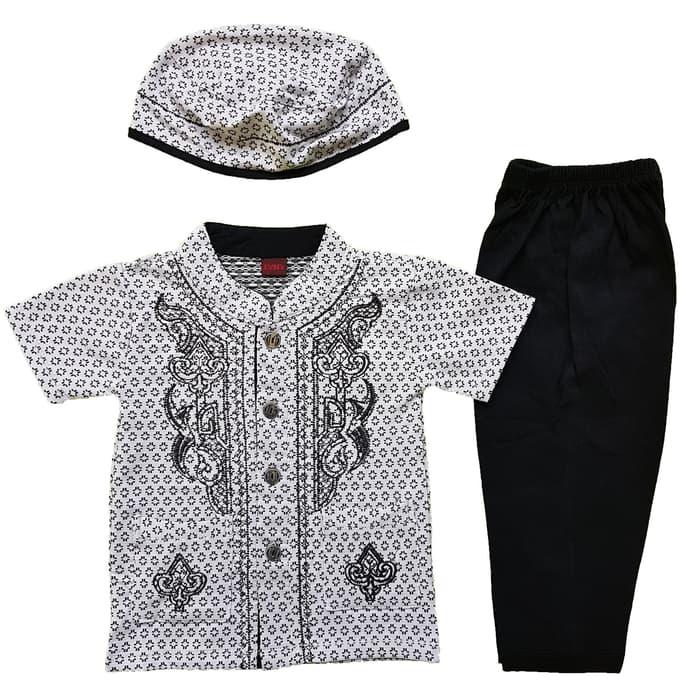 New Baju Muslim Koko (6-12 Bulan) Anak Bayi Laki-Laki Rompi Set Peci LY3 Promo