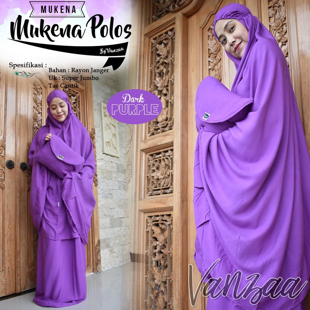 Mukena Mukenah Polos Polosan PURPLE JUMBO DEWASA PONCO COUPLE BALI ORI BY Vanzaa