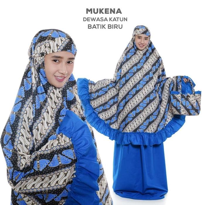 Auf Hammas Mukena mewah / Mukena dewasa / Mukena bali / Mukenah / Mukena katun jepang / Mukenah Wanita / Mukena Putih / Mukenah Murah / Mukenah Jumbo / Mukenah Remaja / Mukenah Dewasa Katun Batik Biru