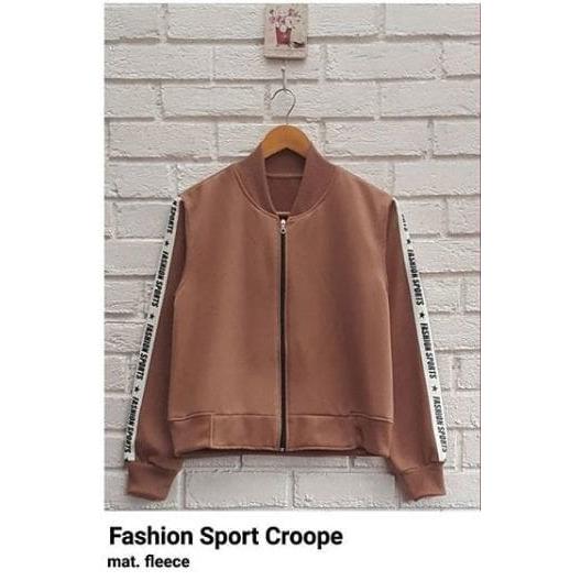 BPS - Jaket Sweater Fashion Sport Crop Wanita Trendi Fashionable Murah Bandung