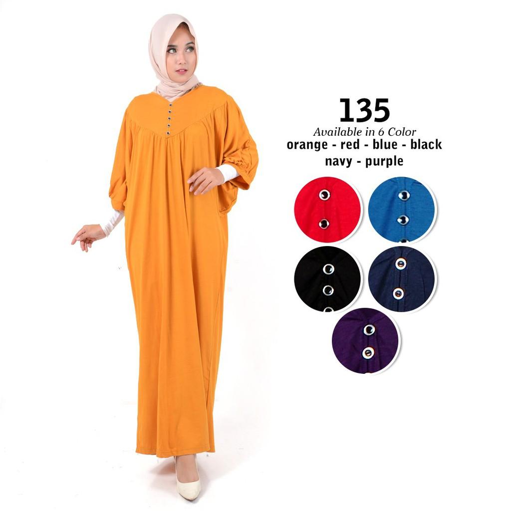 Monellina Fashion Baju Gamis Dress XL Jumbo Big Size Murah Wanita Muslim Kekinian 135 Hitam