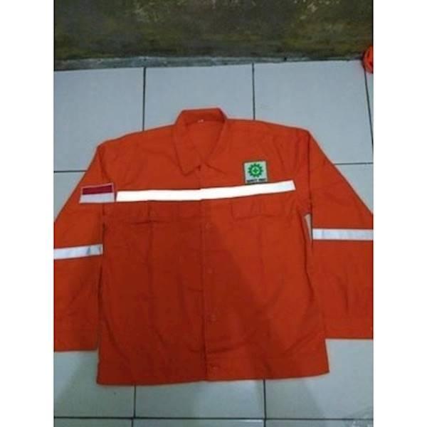 BAJU ATASAN BAHAN DRILL SIZE L WARNA ORANGE BERKUALITAS -