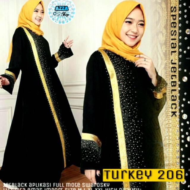 Abaya Arab Turkey Jubah India Umroh Haji Gamis Jalabiya Mesir Baju Pengajian Hitam Cantik Murah 206 XL