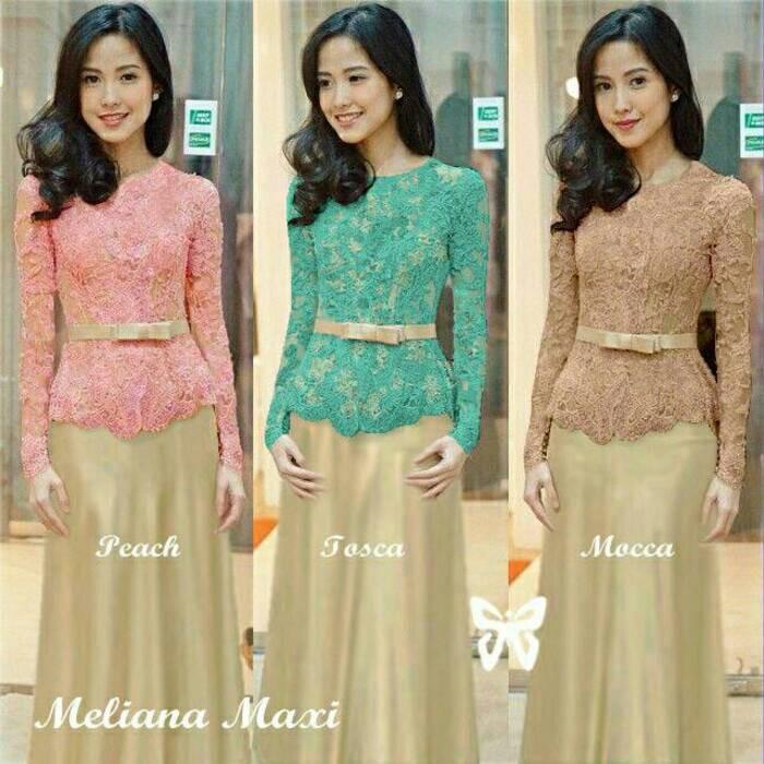 Dress Panjang / Maxi Longdress Sweet Brokat Cream Choco Moca