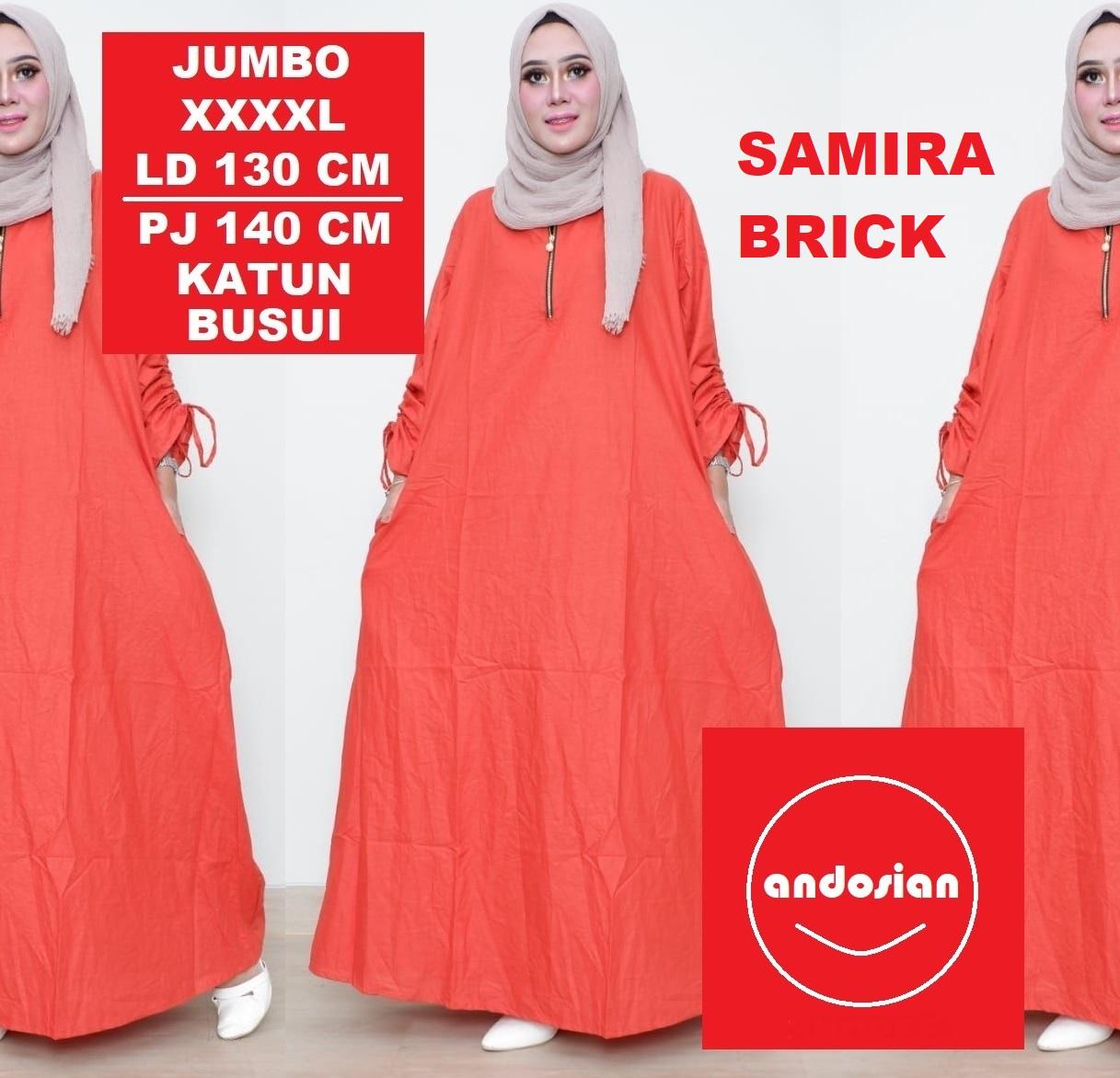 SAMIRA BRICK - GAMIS POLOS WARNA MERAH BATA LD 130 PANJANG 140 CM BESAR JUMBO UNTUK IBU PENGAJIAN DAN ARISAN BAGUS