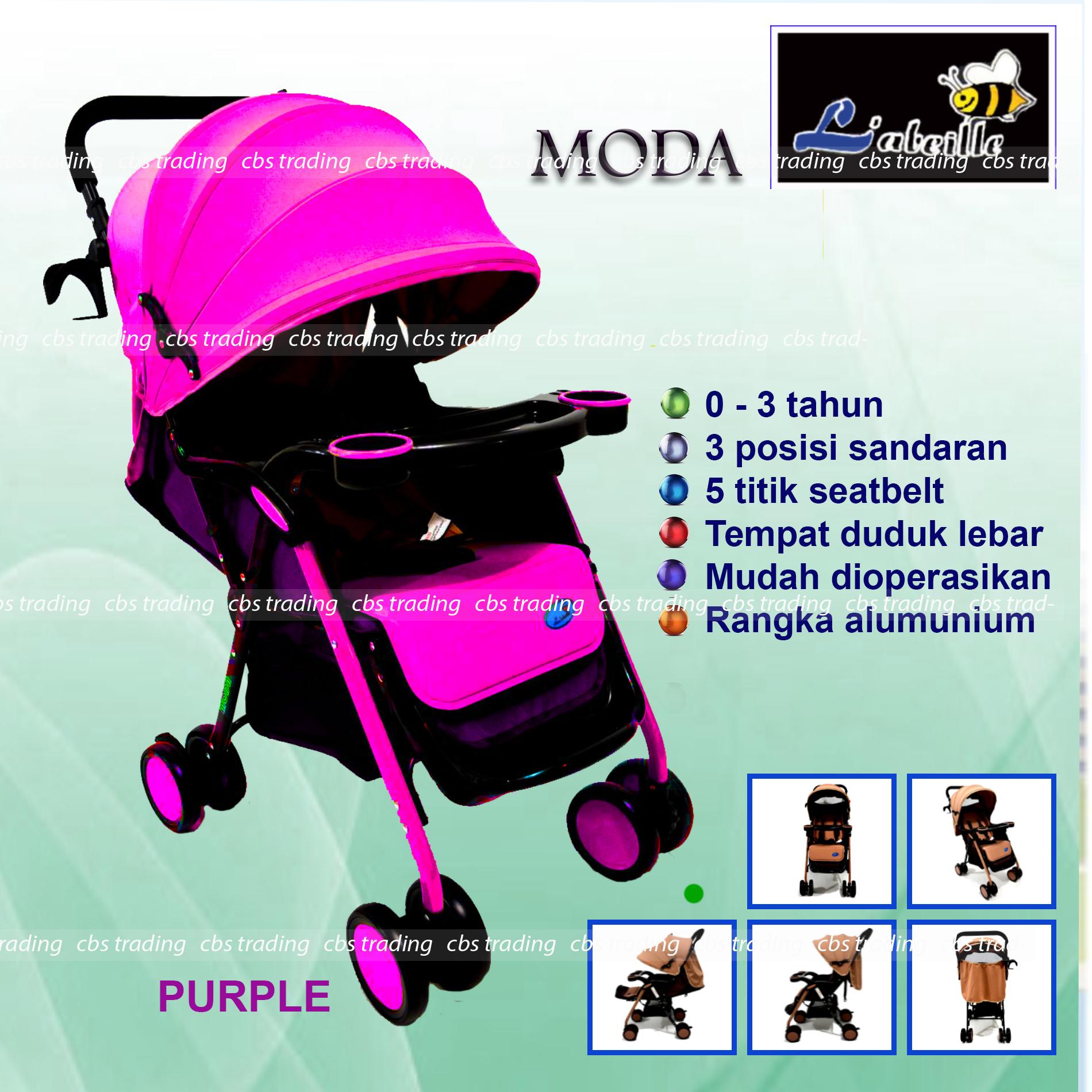 L'abeille Moda Baby Stroller A819 Lightweight - Kereta Dorong Bayi - Ungu 