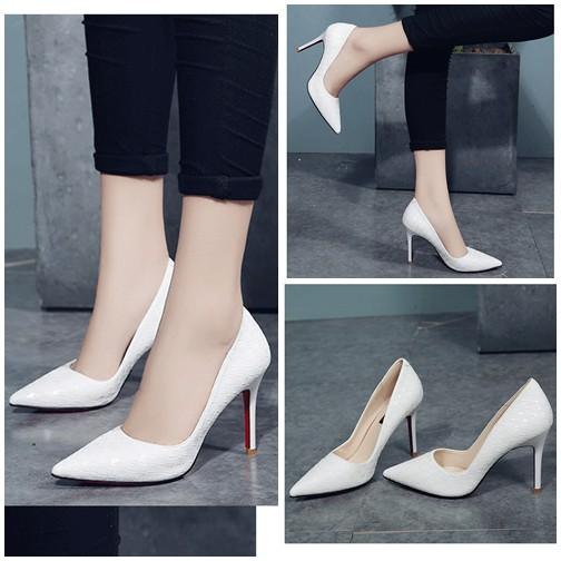 Sepatu Fashoin Wanita SHH288-White High Heels Flat Wanita 8CM Batam Wanita