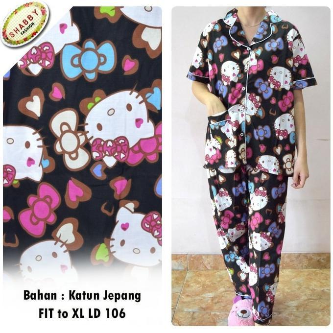 Piyama Lengan Pendek Cp Hello Kitty / Piyama Dewasa / Baju Tidur Ghtpoef