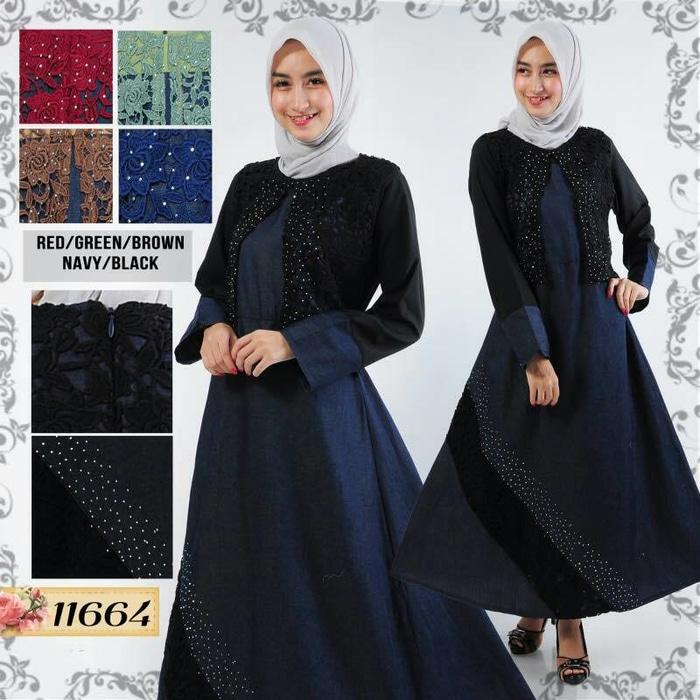 GAMIS DENIM KOMBINASI BURKAT 11664