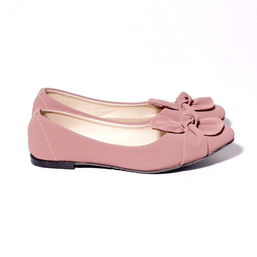 Mall BTM Fashion - Kmall Sepatu Flat Wanita Motif Pita Ikat Harga Murah - Pink