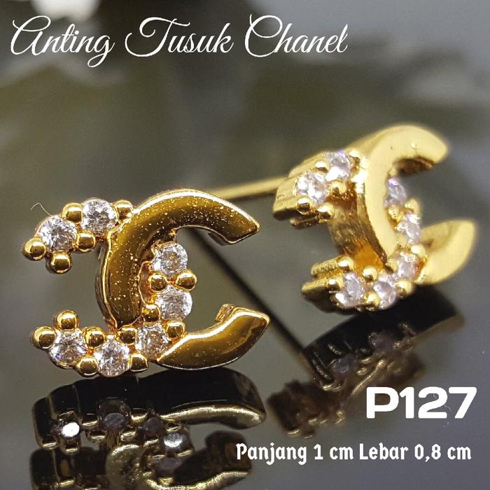 P127 Anting Tusuk Giwang Chanel (Perhiasan Imitasi Xuping Lapis Emas)