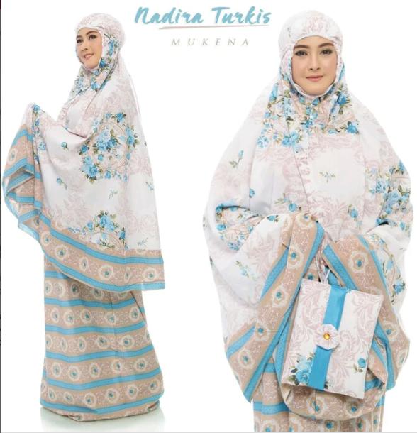 MUKENA DEWASA - MUKENA BALI DEWASA NADIRA TAS PESTA TURKIS - Mukena Bali Motif Bunya