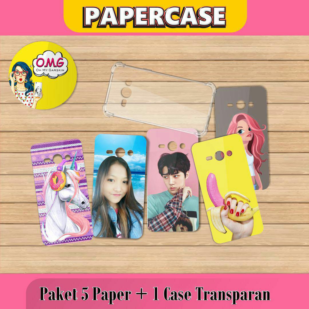 Papercase. Paket 5 Paper + 1 Softcase Bening. Motif Bebas. Bisa Custom Pakai Foto Sendiri