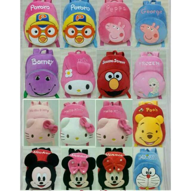 Tas ransel boneka anak karakter 2rest Pororo peppa Melody Elmo Hello Kitty Minnie sz m import