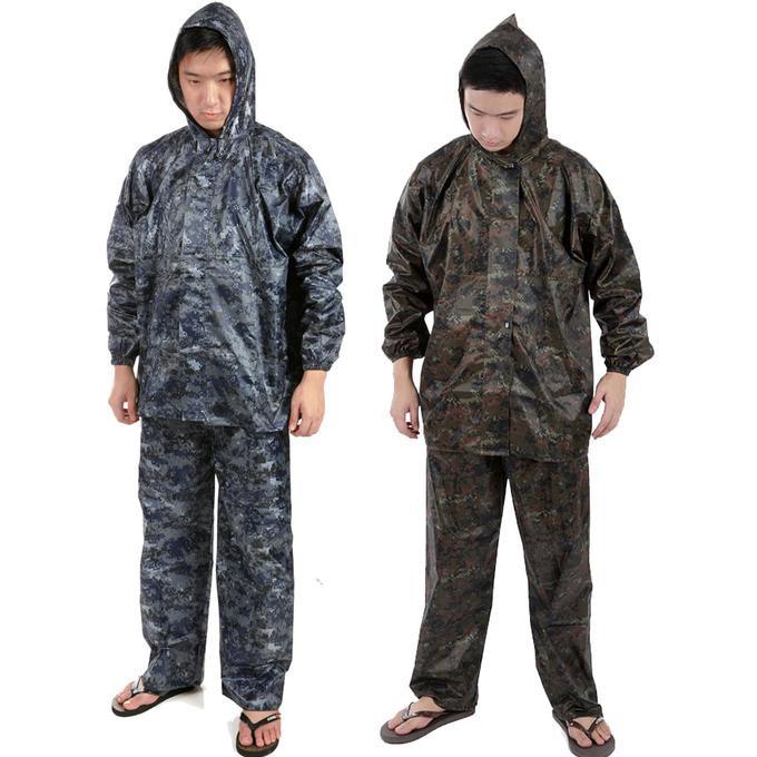 Jas Hujan Baju Dan Celana Motif Loreng Tentara / Army Camouflage - Fdefudf