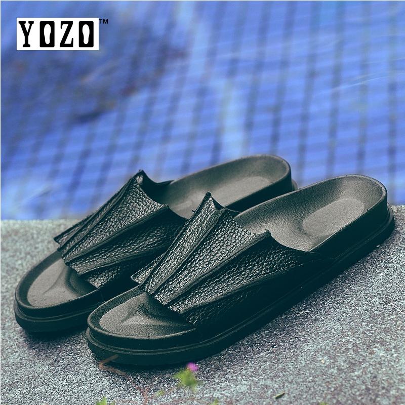 Yozo Indonesia Ngumpul Di Sini By The Crowd Modis Pantai Sepatu Sandal Pria Kasual Sandal Musim Panas Sandal Pria Ukuran 39-47-Internasional