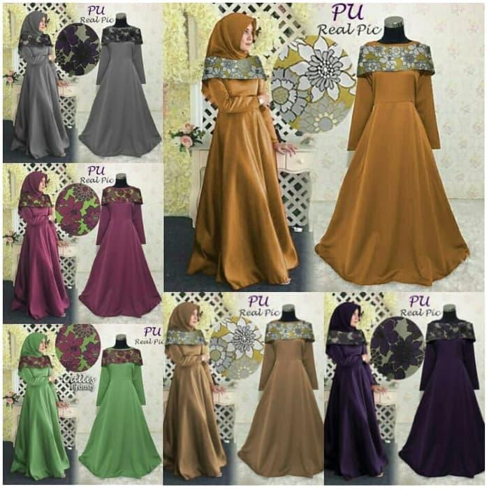 Gamis Kebaya Pesta Sabrina Abu Baloteli Baju Pesta Gamis Brukat Murah - Hijau