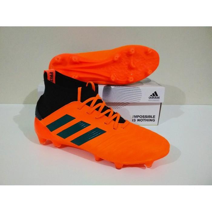 MURAH BERKUALITAS Sepatu Bola Adidas Predator Boots FG (Orange Black) 100% Real Pic