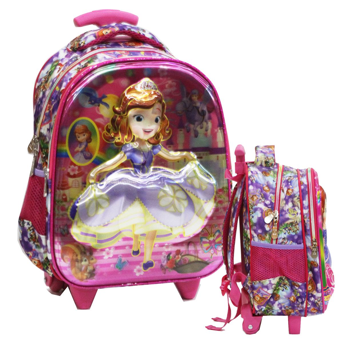 Onlan Sofia The First 5D Timbul Tas Trolley Anak Sekolah TK & PG Import - Ungu